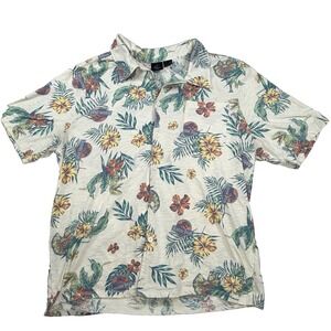 Mens Universal Studios Jurassic Park Camp Hawaiian Button Up Shirt Floral Sz XL